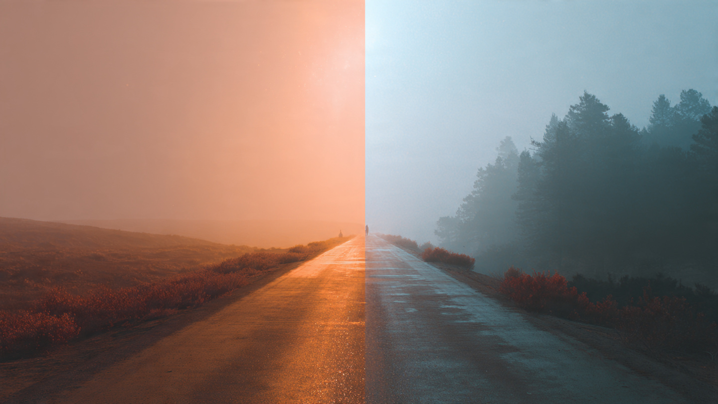 Long road splitting into two directions