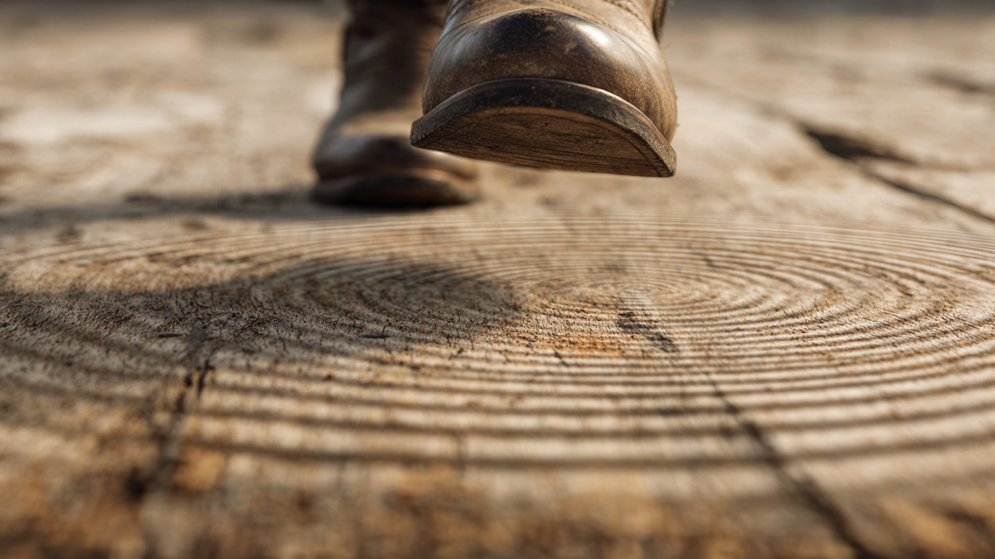 Ground level perspective of a foot